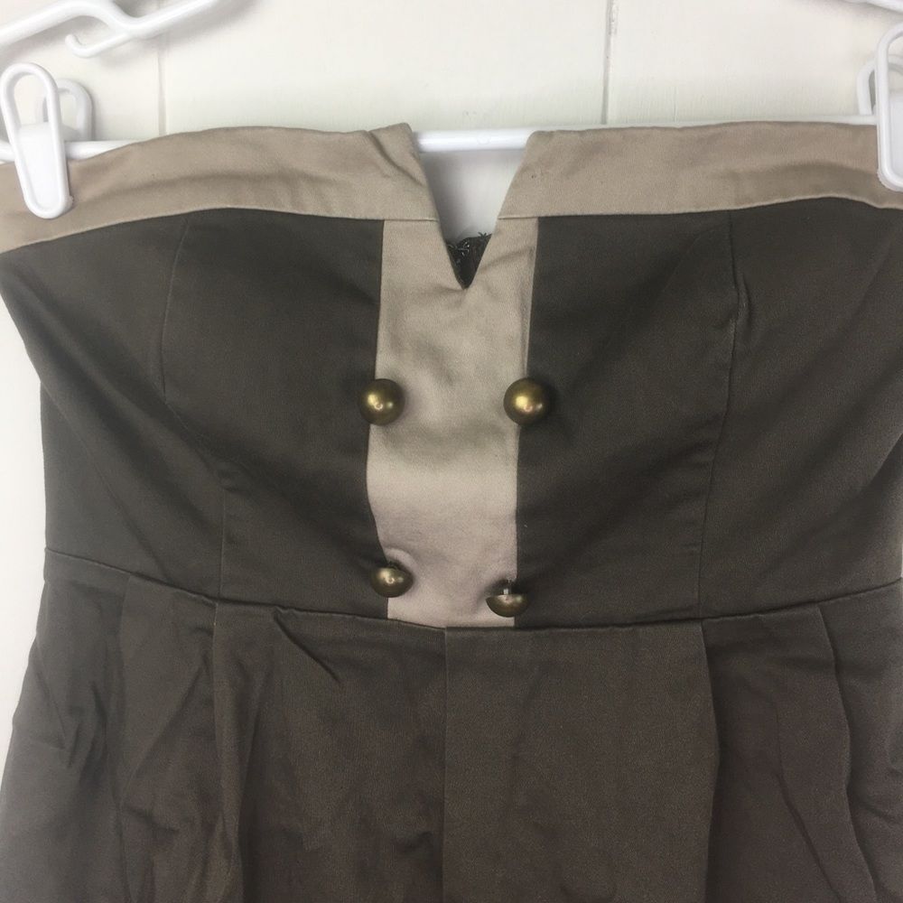 7 Military Brass Button Bustier Bodycon Dress - Picture 2 of 6